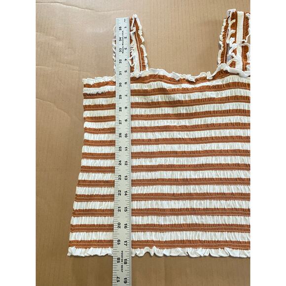 NWT VERONICA BEARD TOP MEDIUM BROWN CAFE STRIPED CROPPED PREPPY RESORT VACATION - Picture 12 of 14
